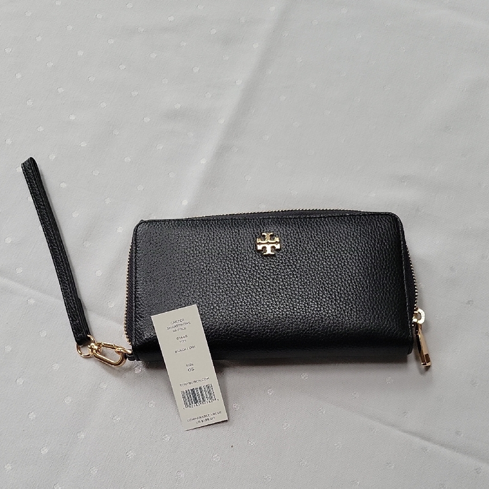 Tory Burch Black Wallet/Wristlet with Gold Accents